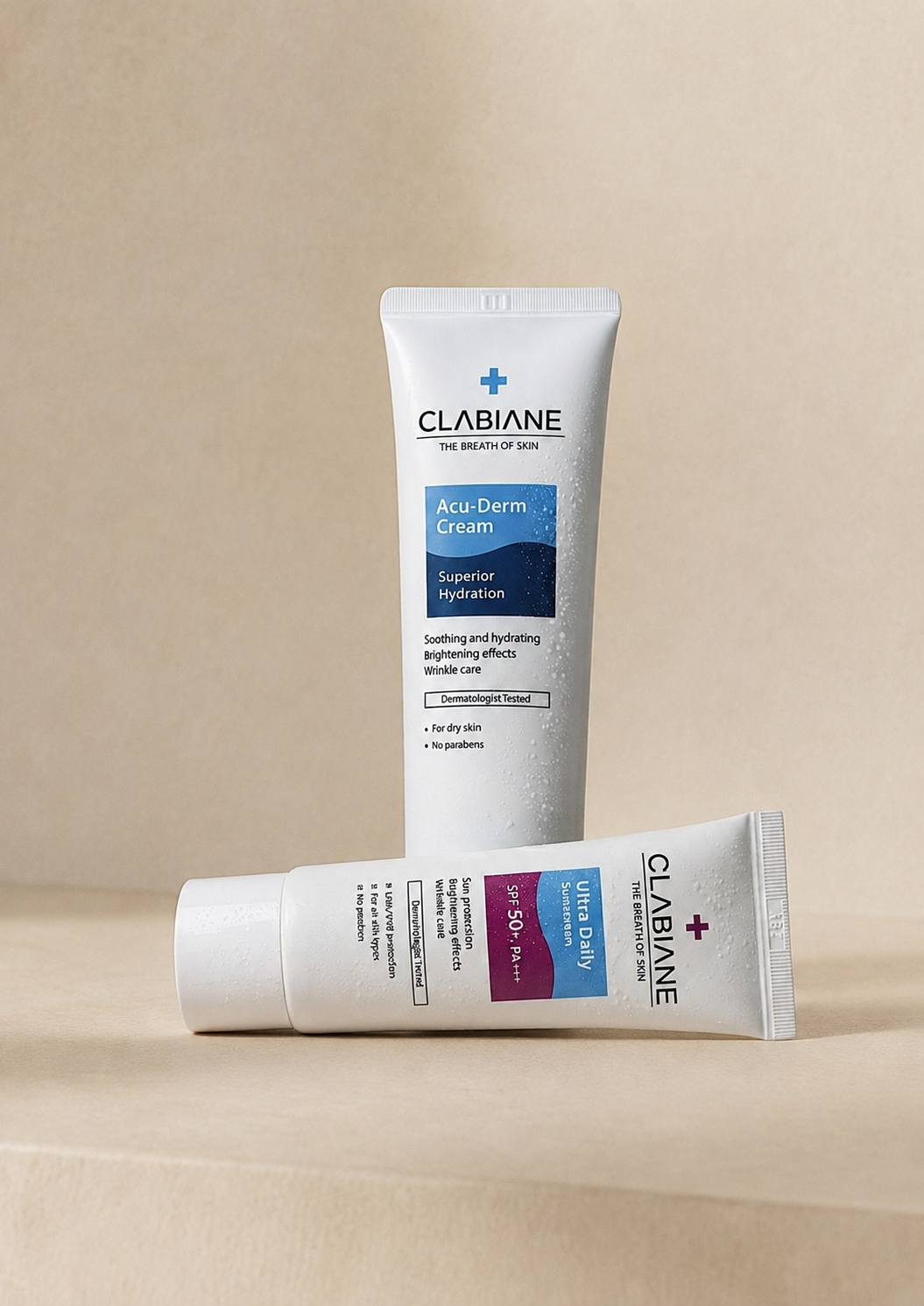 مجموعة كلابيان للترطيب العميق والحماية (كريم أكيو-ديرم + واقي شمس SPF 50+) - Clabiane Ultra Hydration & Daily Protection Set
