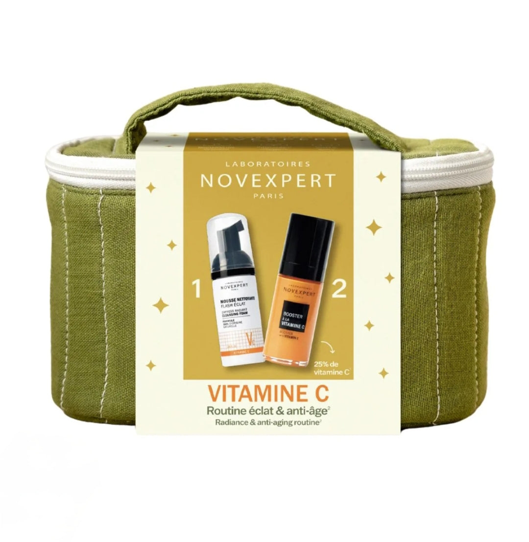مجموعة نوفإكسبيرت لإشراقة ونضارة البشرة بفيتامين C (مع حقيبة أنيقة مجاناً)..Novexpert Vitamin C Radiant Glow Set with Travel Pouch